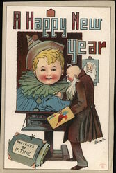 A Happy New Year Father Time Postcard Postcard