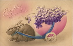 Easter Greetings With Bunnies Postcard Postcard