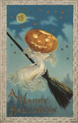 A Happy Hollowe'en Halloween Postcard Postcard