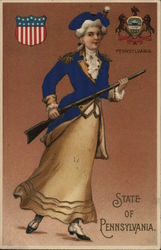 State of Pennsylvania - State Seal and Woman in Colonial Soldier Uniform State of Pennsylvania - State Seal and Woman in Colonial Soldier Uniform