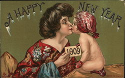 A Happy New Year Beautiful Ladies Postcard Postcard