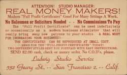 Ludwig Studio Service - 532 Geary Street San Francisco, CA Postcard Postcard