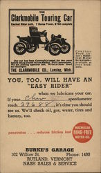 Burke's Garage Rutland, VT Advertising Postcard Postcard