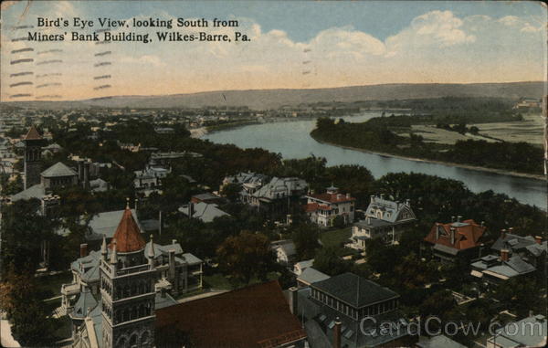 Bird's Eye View, looking South from Miners' Bank Building Wilkes-Barre Pennsylvania