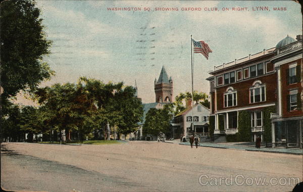 Washington Sq. Showing Oxford Club on Right Lynn Massachusetts