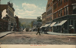 Postcard Hand Tinted Main Street View in Bristol CT      S9