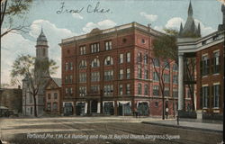 Y.M.C.A. Building and Free St. Baptist Church, Congress Square Postcard