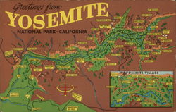 Pictorial Map Yosemite National Park Postcard Postcard Postcard