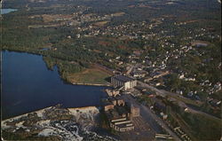 Aerial View of Town and Androscoggin River and Falls Lisbon Falls, ME Postcard Postcard Postcard