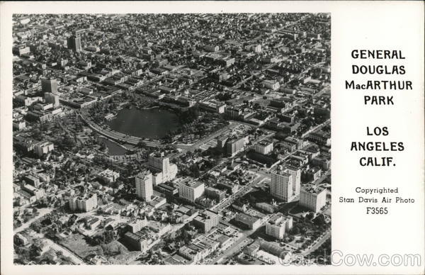 Aerial View of General Douglas MacArthur Park Los Angeles California