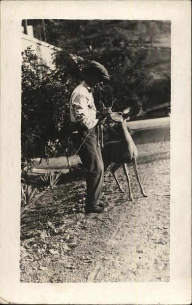 Man and Deer and Fawn