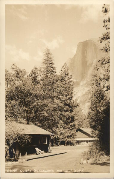 Camp Curry Bungalows and Half Dome Yosemite California