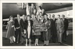 1961 Lawrence Welk And Orchestra Members Step Off A Plane Performers & Groups Postcard Postcard Postcard
