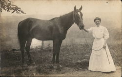Woman and Horse Horses Postcard Postcard Postcard