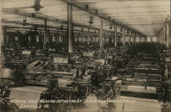 Interior View, Weaving Department, Dan River Cotton Mills Postcard