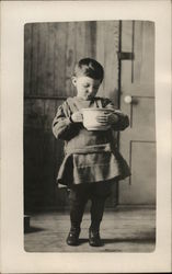 Child With a Bowl Children Postcard Postcard Postcard