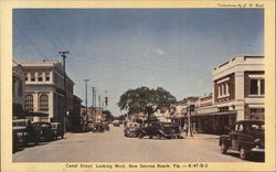 Canal Street, Looking West New Smyrna Beach, FL Postcard Postcard Postcard