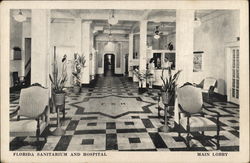 Main Lobby, Florida Sanitarium and Hospital Postcard