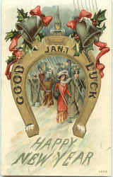 Good Luck Happy New Year Postcard