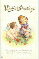 Valentine Greetings Cupid Postcard Postcard