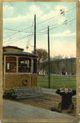 I take a run over Trolleys & Streetcars Postcard Postcard