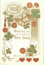 1908 Wishing You A Happy New Year Postcard