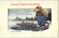 Easter Greetings Woodchuck Postcard