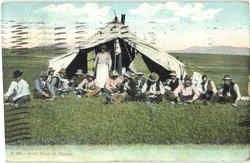 Cowboys At Dinner Postcard