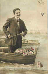 French Tinted Fishing Postcard