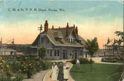 C. M. & St. P. R. R. Depot Postcard