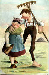 Farmer Couple Romance & Love Postcard Postcard