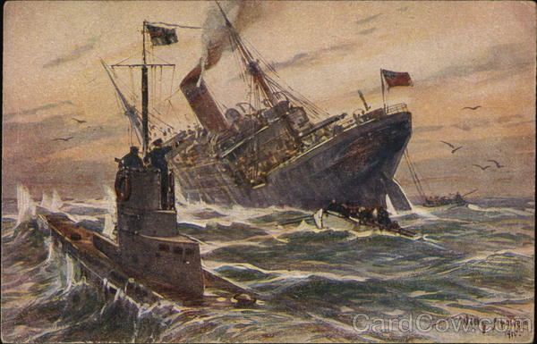 German Ships in Stormy Sea World War I
