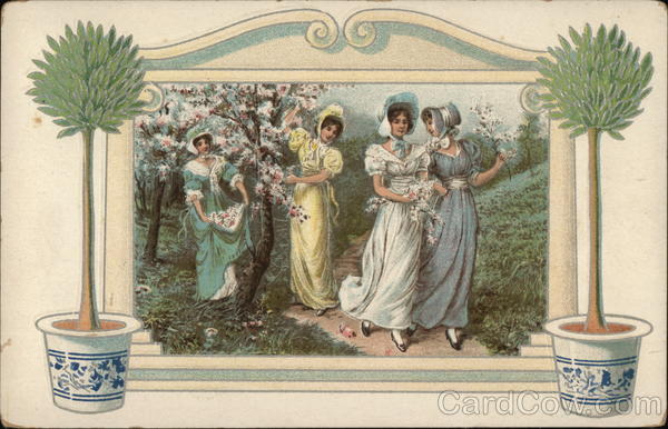 Ladies Gathering Flowers Women