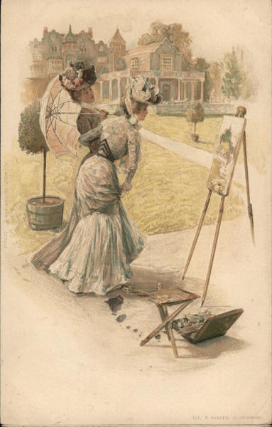 Ladies Looking At A Painting Women