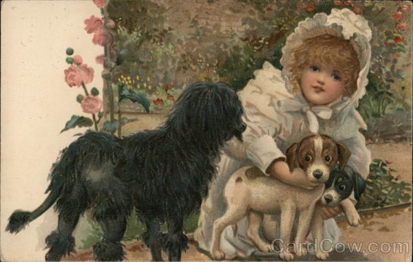 Little Girl and Dogs