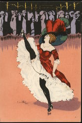 Can Can Dancer Art Nouveau Postcard Postcard
