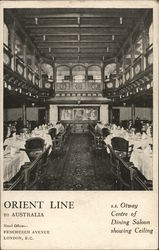 S. S. Otway, Centre of Dining Saloon Showing Ceiling, Orient Line to Australia S. S. Otway, Centre of Dining Saloon Showing Ceiling, Orient Line to Australia