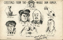 Greetings From the Whole Dam Family. Postcard