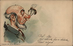 Bee Stinging Man on the Nose Postcard