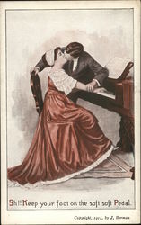 Kissing Couple Pianos Postcard Postcard