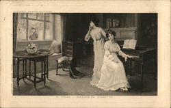 Two Women in Parlor Postcard