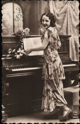 Woman at a Piano Pianos Postcard Postcard