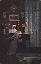 Woman At Piano Postcard