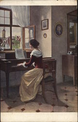 Woman at Piano Postcard