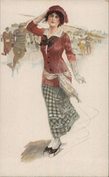 Woman Ice Skating Postcard Postcard