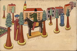 Drawing of Toy Village Postcard
