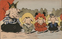 Family of pigs Postcard
