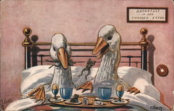 Breakfast in Bed Ducks Postcard Postcard