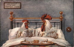 Breakfast In Bed Charged Extra - Chickens Postcard Postcard