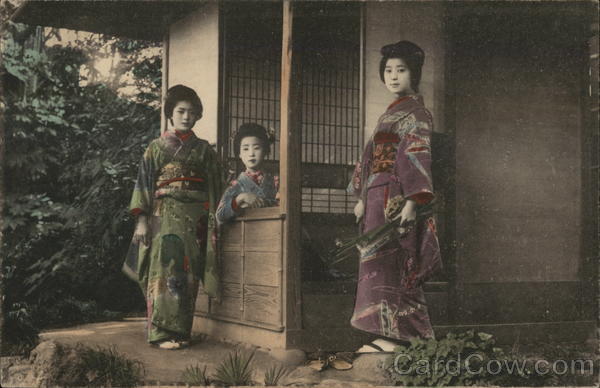 Young girls in Kimonos, Possibly Yukaku Yoshiwara Prostitutes Japan